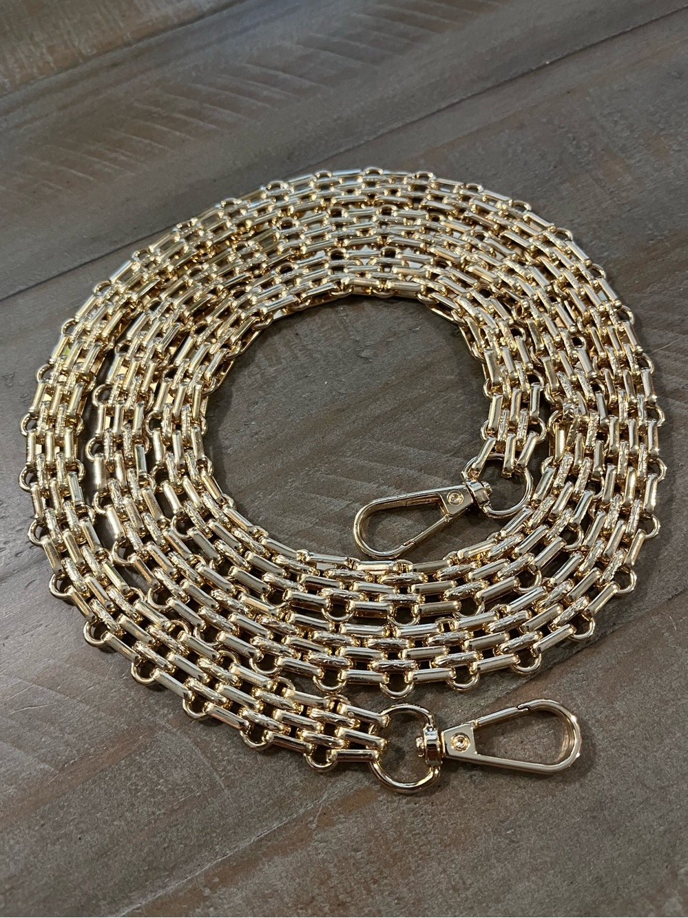 Gold Triple Link Chain Bag Strap